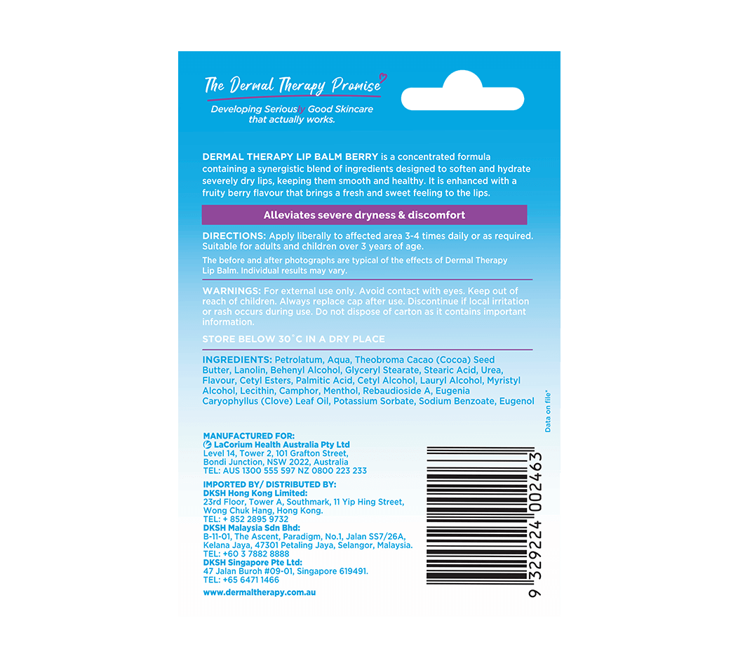 Dermal Therapy Lip Balm Berry 10g